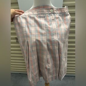 Vintage Plaid Pleated A-Line Skirt in Pink, Blue, and White